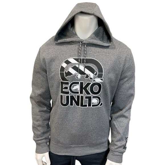NWT ECKO UNLTD. RHINO LOGO AUTHENTIC MEN'S GRAY PULLOVER HOODIE SWEATSHIRT M - Picture 1 of 5